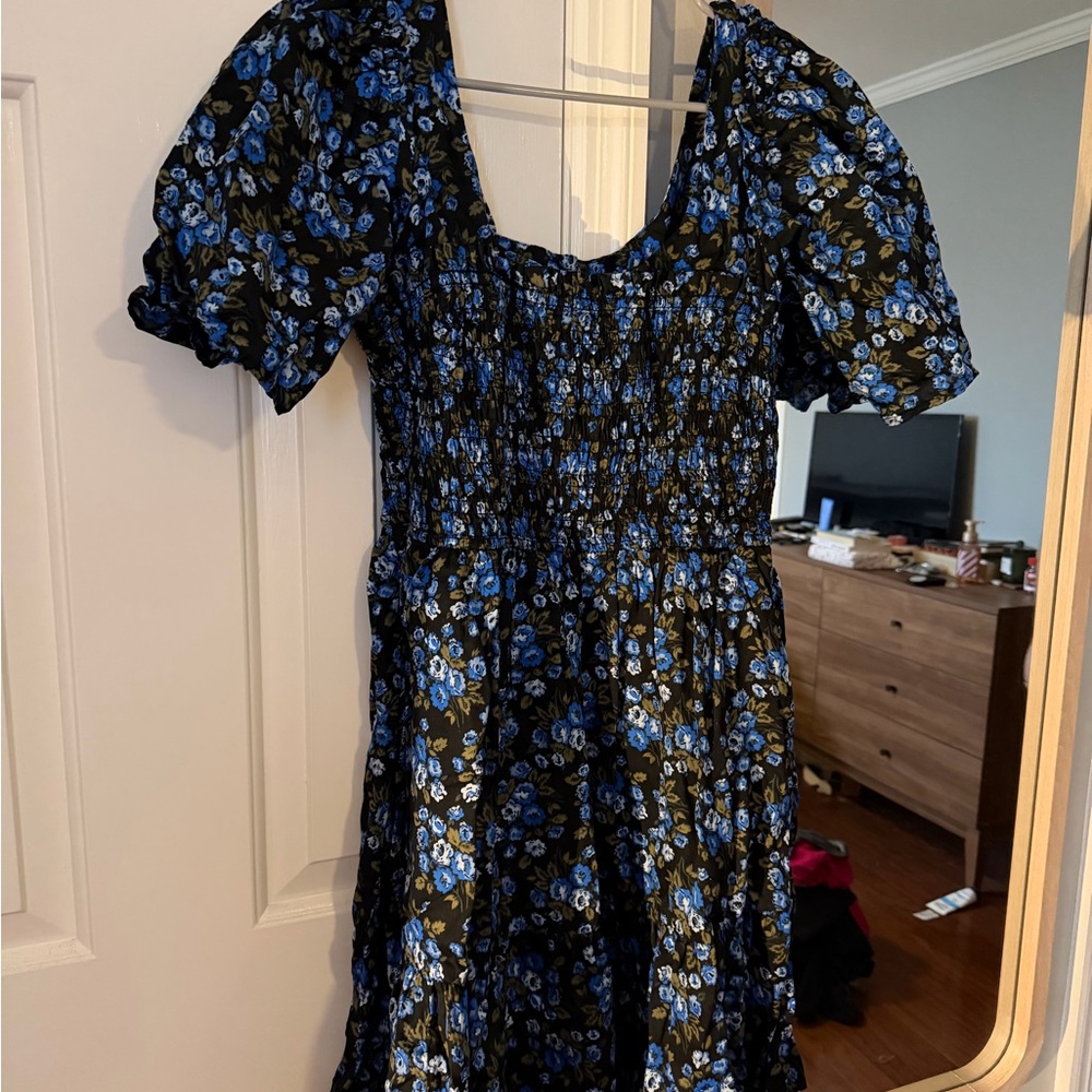 GAP Floral Blue and Black Women's mini Dress